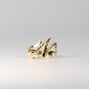 14Kソリッドゴールドイニシャルリング - 筆記体文字N