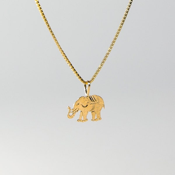 14K Gold Elephant Pendant Charm- Real Dainty Gold Elephant Necklace Charm