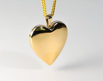 14k Gold Heart Locket Pendant Charm: Real Gold Necklace