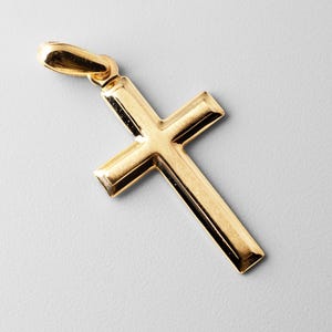 14k Gold Classic Cross Religious Pendant Charm- Real Gold Classic Hollow Cross Necklace Charm