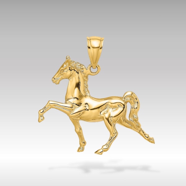 14K Gold 3D Tennessee Walking Horse Pendant Charm - Real Gold Graceful Gait Necklace Charm - Real Gold Horse Pendant