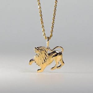 14k Gold lion Pendant Charm- Real Dainty Gold lion Necklace Charm