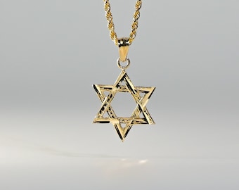 14k Gold Large Star of David Pendant Charm- Real Gold David Star Necklace Charm