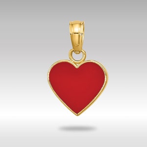 Collar con colgante de corazón esmaltado y pulido en oro de 14 quilates: dije de amor rojo vibrante: regalo romántico para ella: joyería atemporal para el día de San Valentín