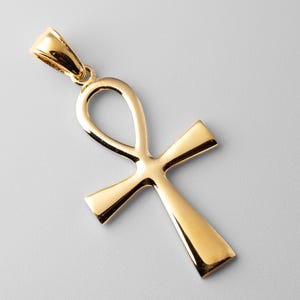 14k Gold Ankh Cross Pendant Charm- Real Gold Large Ankh Cross Necklace Charm