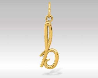 14K Gold Lowercase Initial "b" Pendant - Dainty Personalized Pendant for Elegant Everyday Wear - Lowercase Letter "b" Charm Necklace