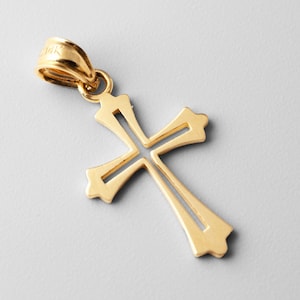 14k Gold Cross Pendant Charm- Real Gold Cross Religious Necklace Charm