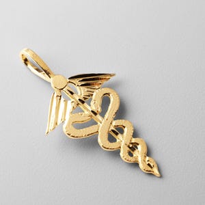14k Gold Medical SERVICE Pendant Charm- Gold Symbol of Medical Necklace Charm