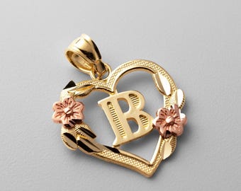 Heart Pendant B Pendant Necklace Gold 10K Yellow Gold Letter 