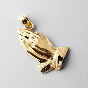 14k Gold betende Hand Anhänger Charm - Echtgold betende Hand Halskettenanhänger