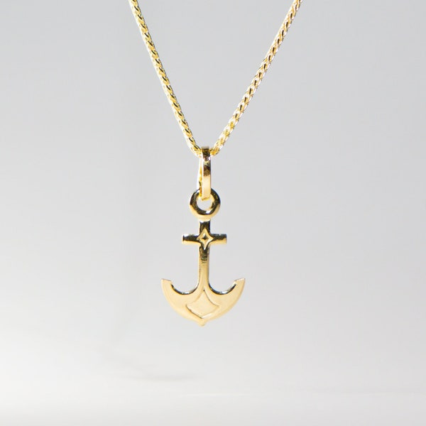 14k Gold Anchor Pendant Charm - Real Gold Anchor Necklace Charm - Nautical Fine Gold Charm - Maritime Jewelry