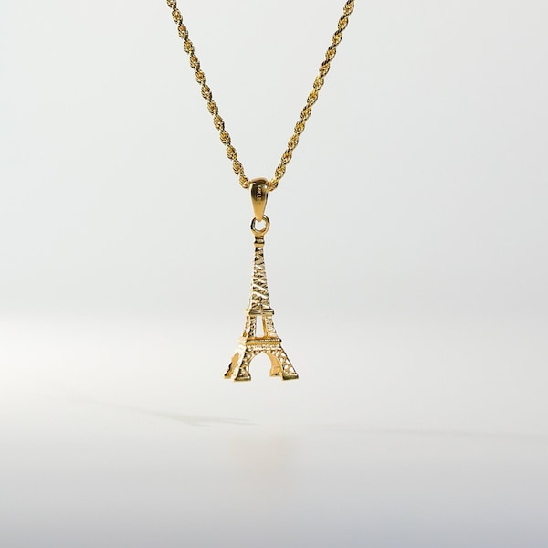 14k Gold Paris Eiffel Tower Pendant Charm- Real Gold Paris Eiffel Tower Necklace Charm