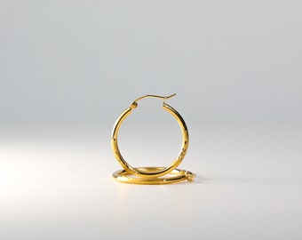 14K Gold Hoop Earrings 2mm Thick 25MM Wide - Real Solid Gold Hoop Earrings- Classic Gold Hoop Earrings- Hoop Earrings for her