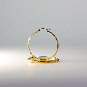 14K Gold Hoop Earrings 3mm Thick 35MM Wide- Real Solid Gold Diamond Hoop Earrings- Classic Gold - Hoop Earrings for her