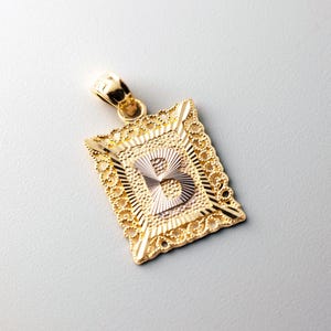 14k Gold "B" Initial Square Pendant/Charm- Gold B Initial Chain Necklace