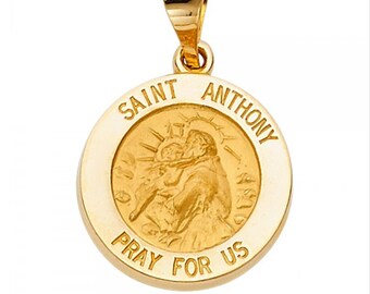 14k Gold St. Anthony Medal Pendant Charm real Gold St. Anthony