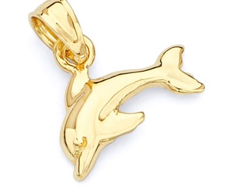 Two dolphin pendant in 9 carat yellow gold with beaker.