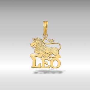14K Gold LEO Zodiac Charm Necklace - Majestic Lion Astrology Symbol Pendant - Bold Horoscope Jewelry - Gift for Leo Birthday