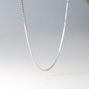 Cadena de eslabones de oro blanco macizo de 14 quilates de 1 mm: collar con cadena de eslabones de oro blanco auténtico de 14 quilates