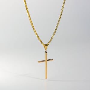 14k Gold Large Minimalistic Cross Pendant Charm- Real Gold Classic Cross Necklace Charm