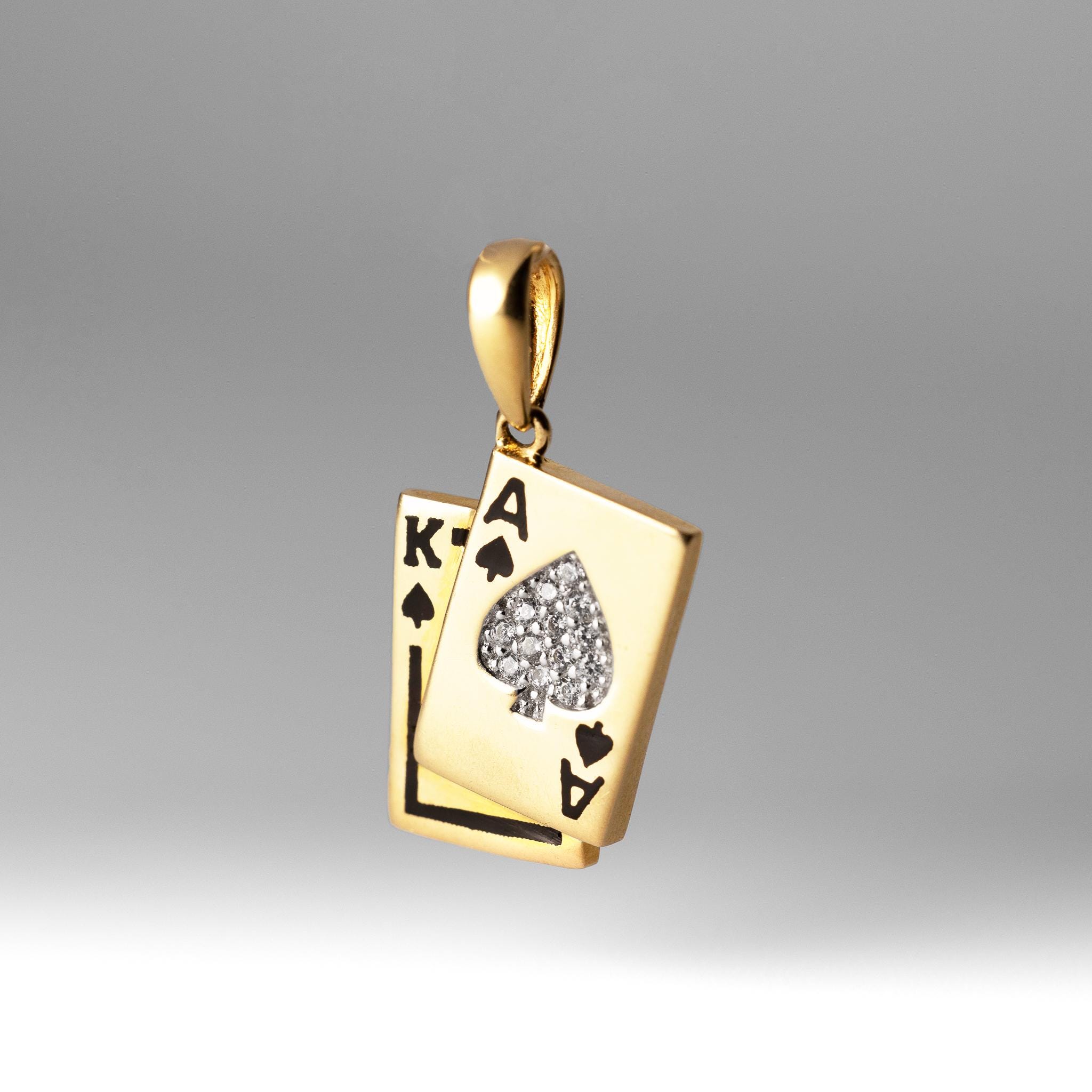 14k gouden schoppenhanger aas en koning - gouden schoppen aas en koning  kettingbedel - Etsy België, image size:2048x2048