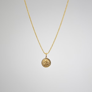 14k Gold Baby Angel Pendant - Gold Round Medal Angel Pendant - Fine Guardian Charm - Spiritual Jewelry