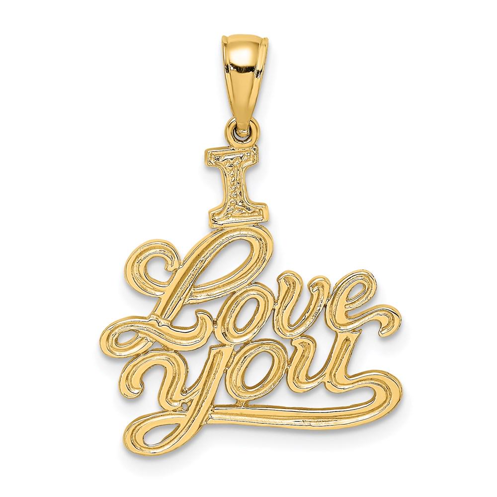 14Kゴールド「I Love You」ペンダント – 本物のゴールドラブチャーム
