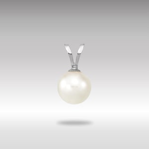 14K White Gold Akoya Pearl Pendant – 6-7mm Round Saltwater Cultured Pearl Charm – Elegant June Birthstone Gift for Her
