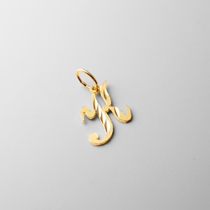 14k Gold &quot;K&quot; Initial Cursive Pendant Charm- Gold Initial &quot;K&quot; Necklace Charm