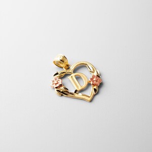 Pingente/Charm Inicial "D" de Ouro Real 14k - Pingente Letra "D" de Coração de Ouro Real 14k para Ela - Pingente/Charm Inicial/Letra "D" de Ouro - PT2052-D