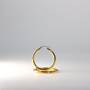 14K Gold Hoop Earrings 3mm Thick 35MM Wide- Real Gold Earrings- Hoop Earrings- Hoop Earrings for her