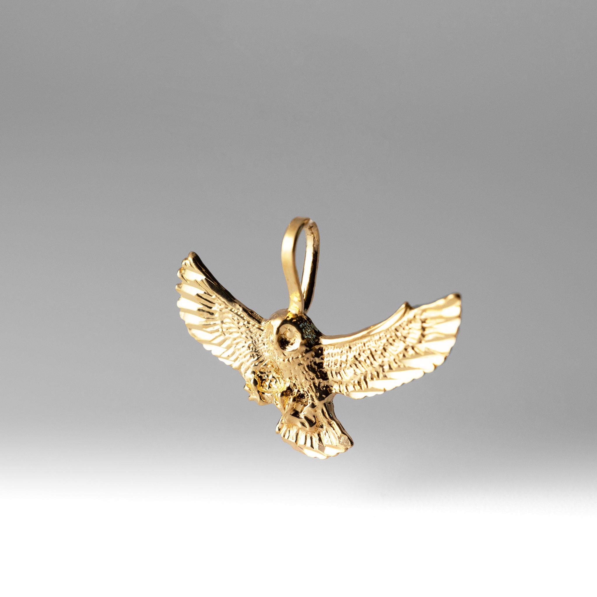 14K Solid Gold Flying Owl Pendant – Elegant Night Owl Necklace, Luxury Fine Jewelry Gift