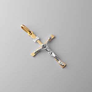 14k Gold Crucifix Cross Pendant Charm- Real Gold Crucifix Cross Necklace Charm