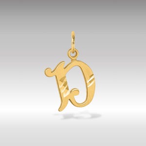 14K Gold Elegant Letter &#39;D&#39; Charm Pendant - Fine Jewelry Personalized Initial Pendant - Initial &quot;D&quot; Pendant Necklace