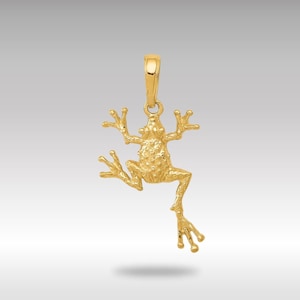 14K Massivgold Poliert Öffnen-Rückseite Frosch Anhänger - Elegante Amphibien Halskette, Luxus Schmuck Geschenk