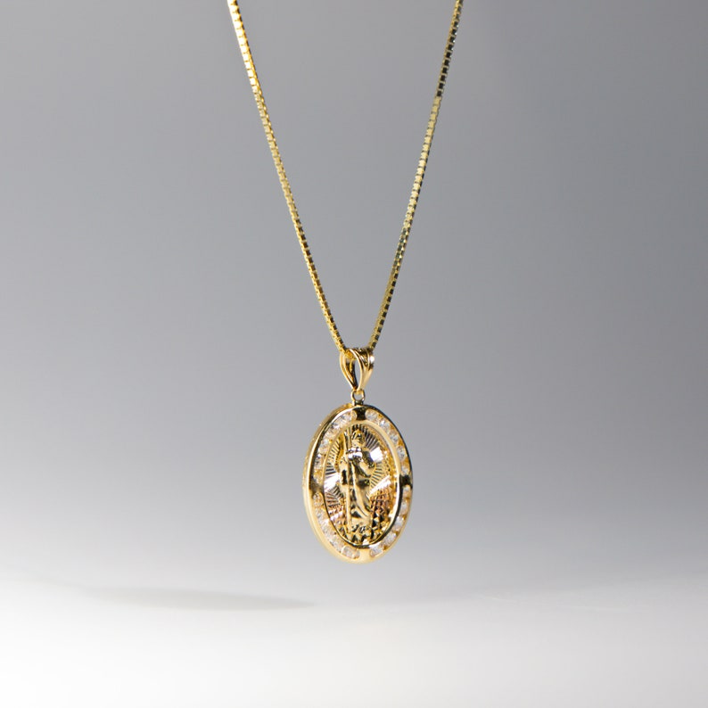 14k Gold St. Jude Medal Pendant Real Gold St. Jude Oval Necklace Charm Fine Gold Charm Unique Spiritual Jewelry image 2