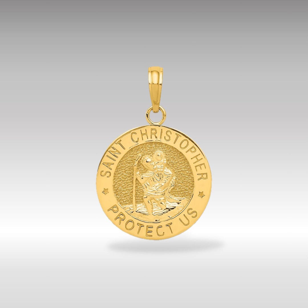 14K Gold Saint Christopher Medal Necklace: Religious Travel Protection ...