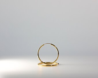 14K Gold Huggie Hoop Earrings 2mm Thikc 35MM Wide- Real Solid Gold Hoop Earrings- Classic Gold Hoop Earrings- Hoop Earrings for her - ER128