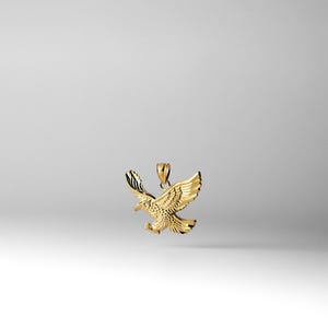 14K Solid Gold Eagle Pendant Necklace – Majestic Bird of Prey Charm, Luxury Symbolic Jewelry for Him & Her