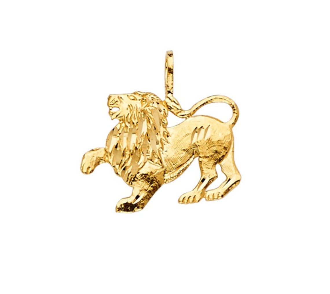 14k Solid Gold lion Pendant/Charm Gold lion Pendant For Him Etsy
