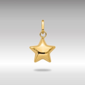 14K Gold 3D Puffed Star Charm Necklace - Luxurious Polished Golden Star Pendant - Timeless Celestial Jewelry - Perfect Gift for Star Gazers