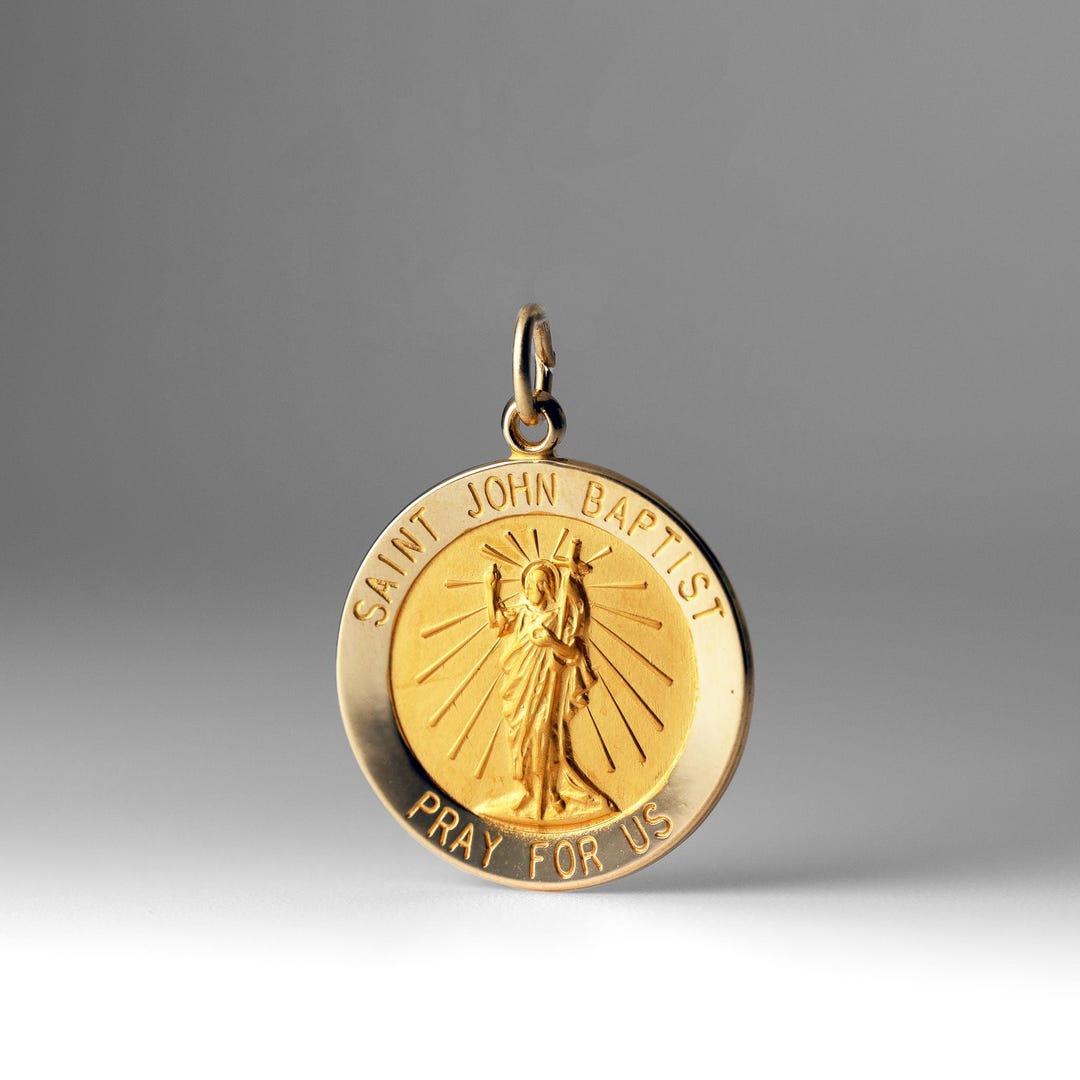 14K Gold Saint John the Baptist Medal - Religious Charm Pendant - Etsy