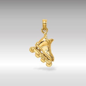 14K Solid Gold Rollerblade Pendant Charm: Elegant Athletic Jewelry