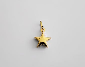 14k 3D Gold Star Pendant Charm- Real Gold Shiny Star Necklace Charm