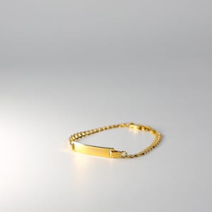 4MM 14K Gold ID Bar Bracelet Curb Link Chain- Gold Engravable Kid ID Bracelet