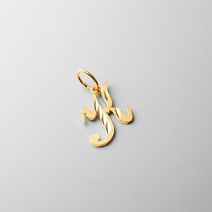 14k Gold "K" Initial Cursive Pendant Charm- Gold Initial "K" Necklace Charm