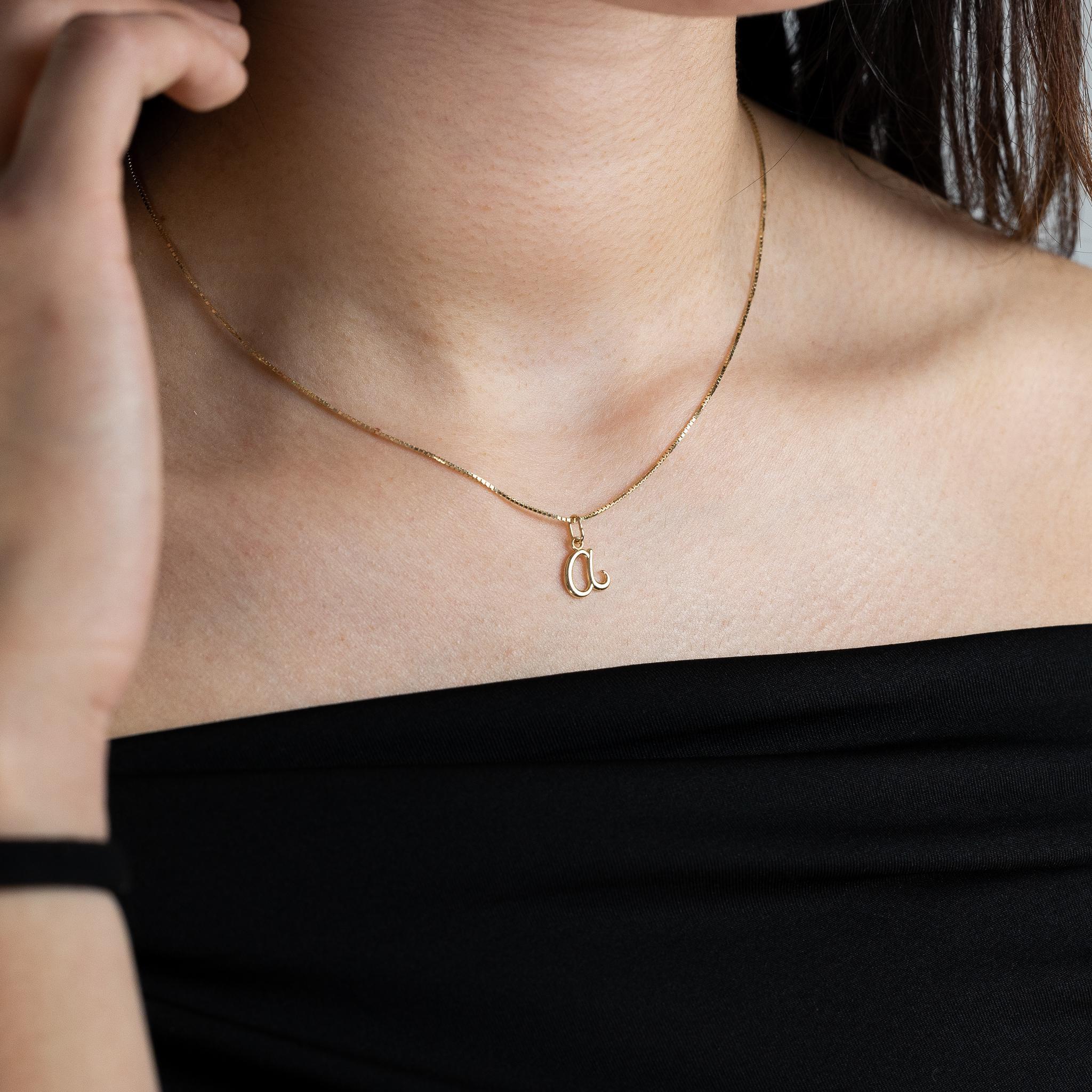 14Kゴールドイニシャルネックレス：小文字Gペンダント - Etsy 日本