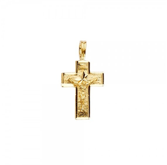 14k Real Gold Religious Crucifix Cross Pendant/charm Gold - Etsy