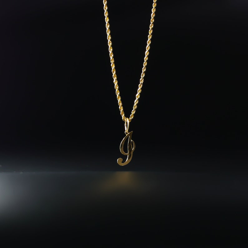 14k Gold i Initial Cursive Pendant Charm Gold - Etsy