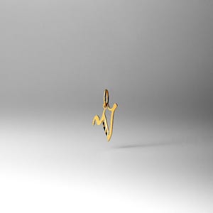 Dije colgante cursivo con inicial "V" en oro de 14 k - Dije de collar con inicial "V" en oro